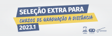 Imagem contendo o texto "seleção extra para cursos de graduação a distância 2023.1". Com logotipo da UFRPE, UAEADTec e da Universidade Aberta do Brasil.